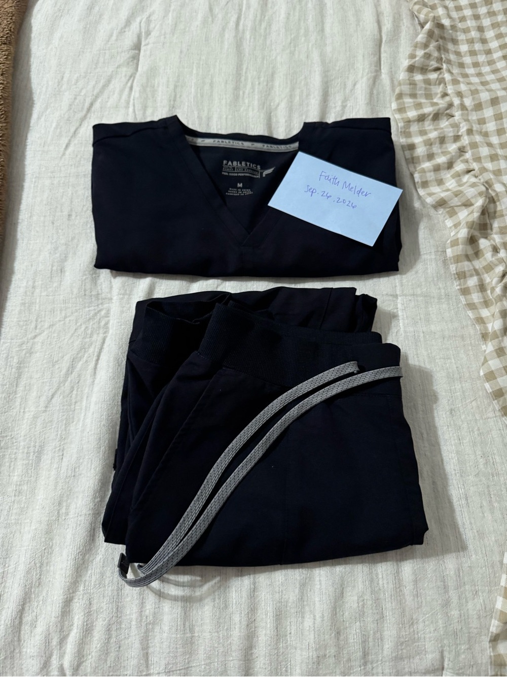 Fabletics Men’s Black Jogger Sweatpants with Gray Drawcord
